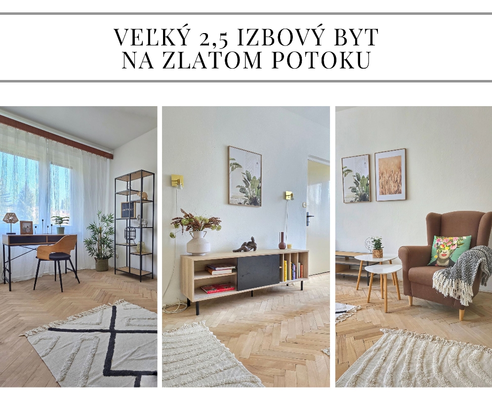 VEĽKÝ 2,5 IZBOVÝ BYT, 65M2, ZLATÝ POTOK, ZVOLEN